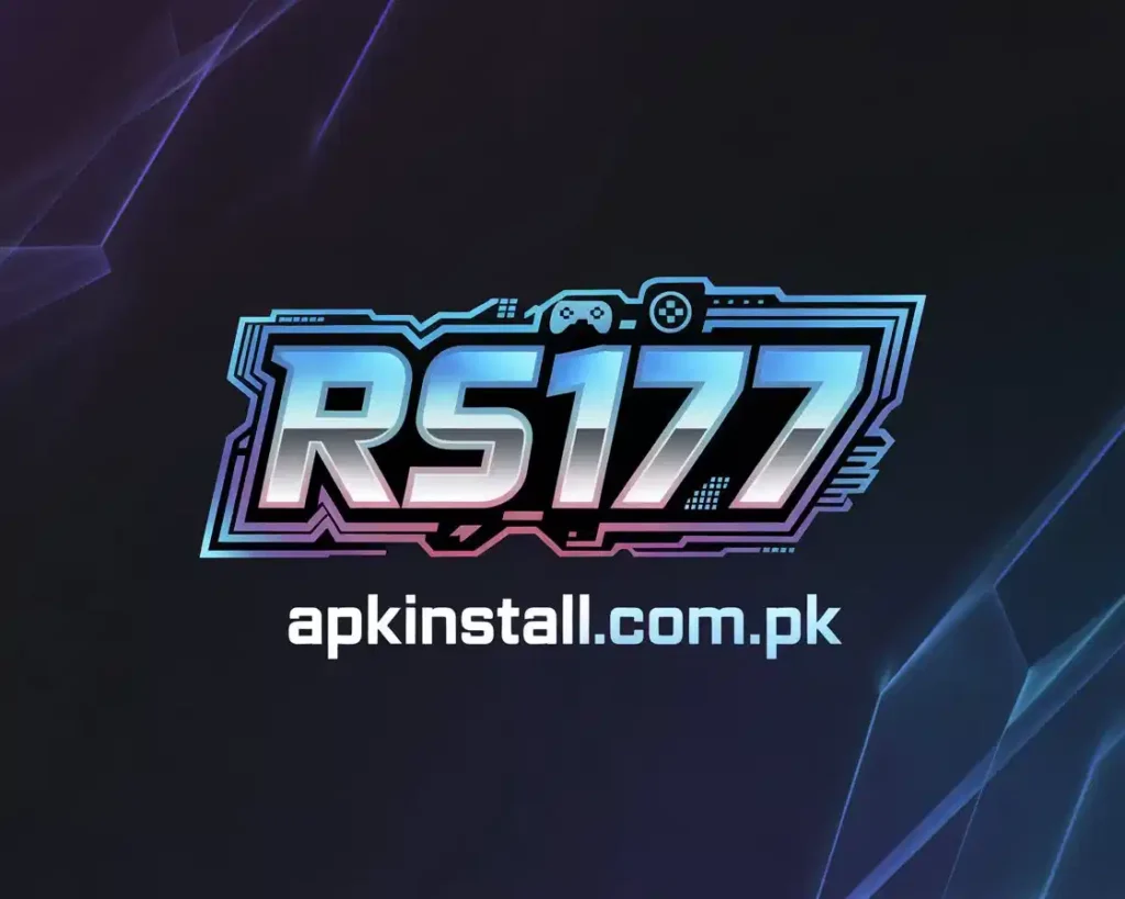 RS177 Game App interface image showing an online gaming platform with earning features on ApkInstall.com.pk
