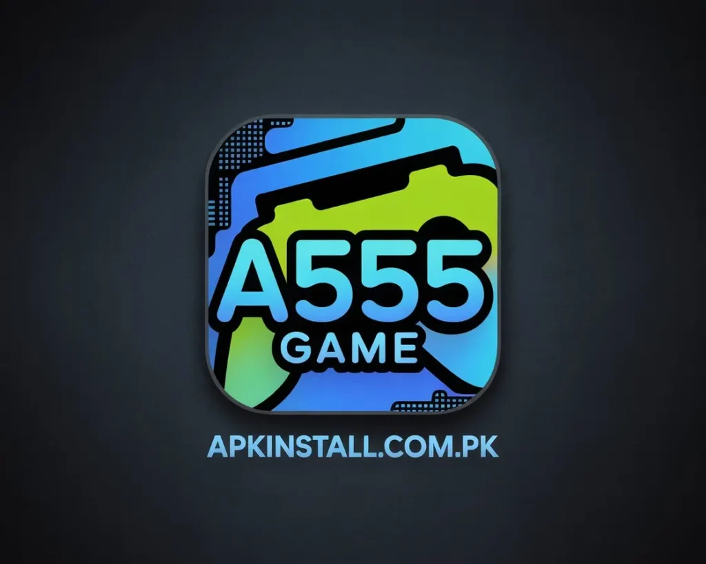 A555 game logo design with modern gaming graphics and official download source apkinstall.com.pk