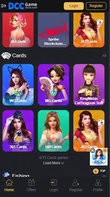 DCC GAME SLOT AND CARD GAMES IMAGE