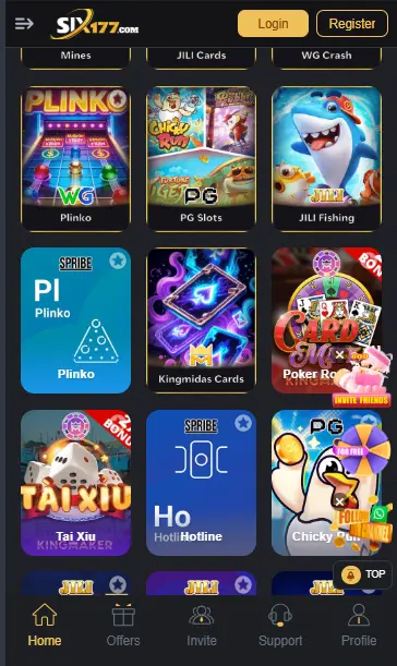 Official blue and silver SIX177 Game logo featuring a gaming controller shield and upward arrows on a dark background.