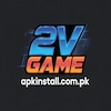 2V Game logo with blue and orange gradient text over apkinstall.com.pk domain name
