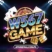 W567 Game logo with neon blue and gold text, featuring a roulette wheel, playing cards, and dice under stadium floodlights.