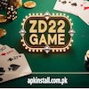 Official ZD22 Game logo with apkinstall.com.pk domain name on a casino-themed background.