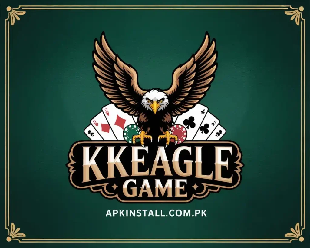 KK Eagle Game mascot logo with eagle holding casino chips and playing cards