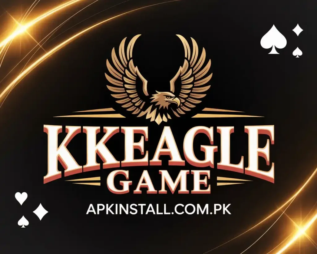 KK Eagle Game official logo banner with gold eagle and apkinstall.com.pk domain
