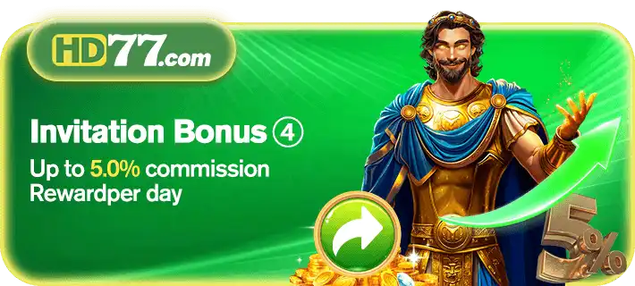 HD77 Game invitation bonus showing referral commission up to 5 percent per day for users in Pakistan