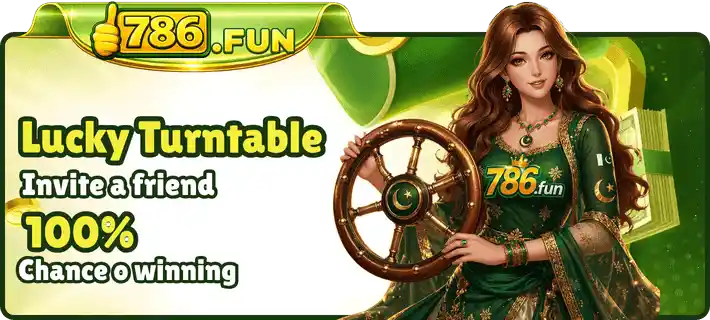 786 Fun Game lucky turntable invite friends reward system earning app Pakistan users