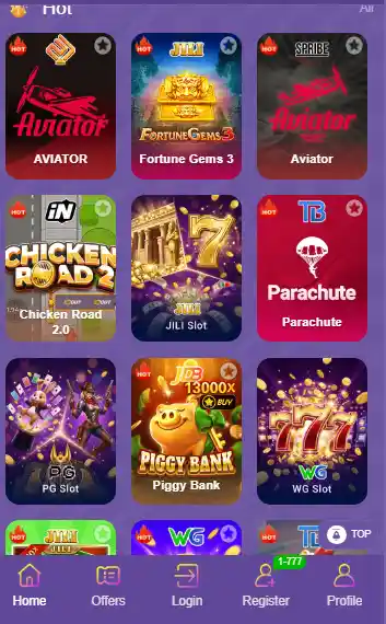 JJJT Game lobby interface showing Aviator, Fortune Gems 3, slots, and arcade games in a real money gaming app Pakistan