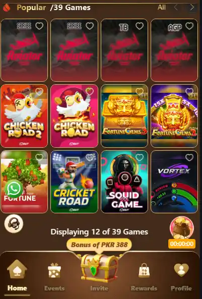 L83 Game popular games section showing Aviator, Chicken Road, Fortune Gems and cricket game options