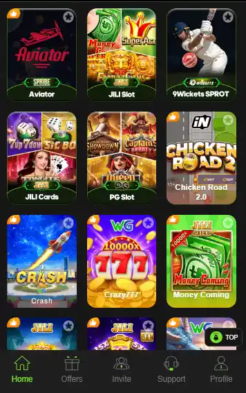 PKEasy Game app interface showing earning games like Aviator JILI Slot and Crash in Pakistan