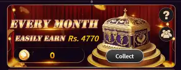 WDPAK777 Game monthly bonus reward screen showing earning offer and collect option