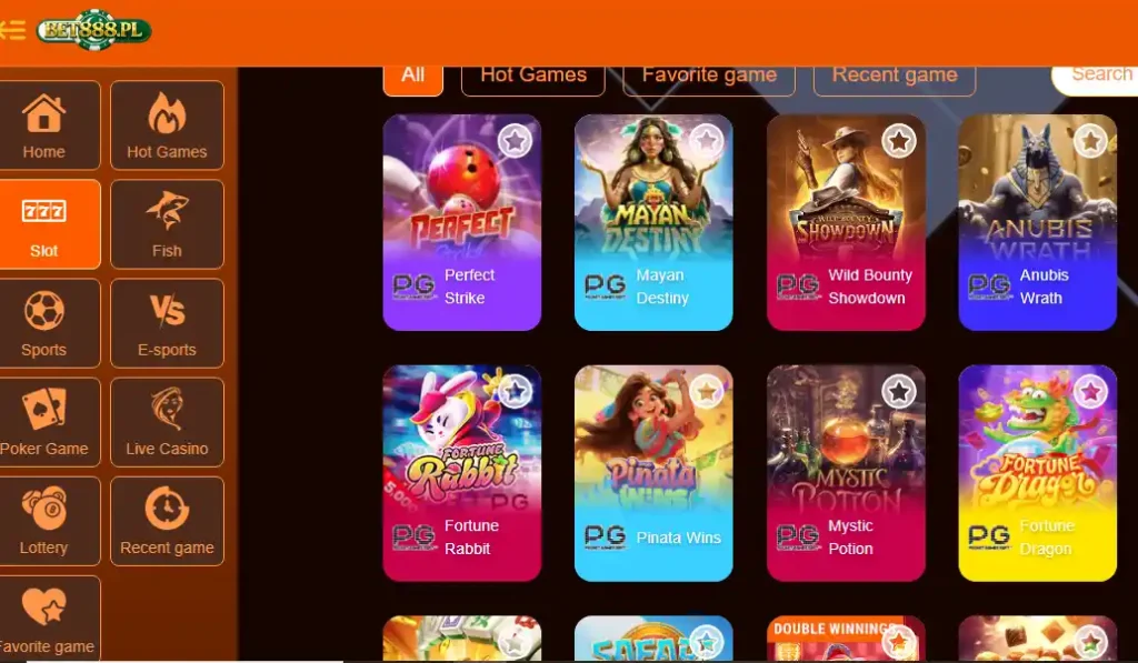 BET888 Game APK top games list showing popular slot games like Mayan Destiny Wild Bounty and Anubis Wrath