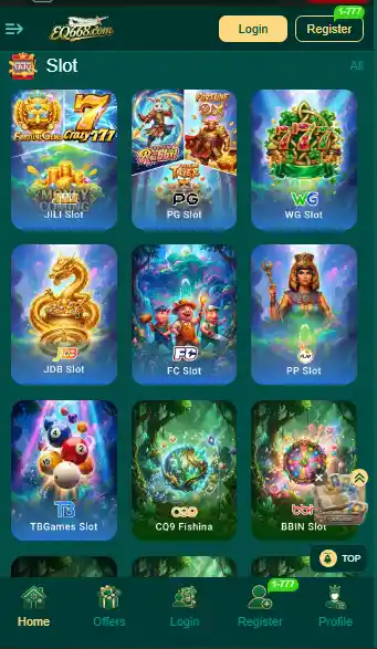 EQ668 Game multiple mini games slot interface showing different game options