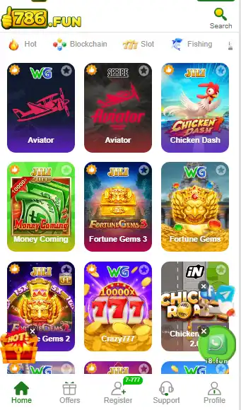 786 Fun Game app interface home screen multiple games dashboard Android APK Pakistan