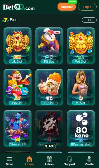 BETQ Game APK slot games interface showing JILI, PG, WG, JDB, FC, PP slots and Aviator-style games in Pakistan