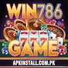 Win786 Game logo showing casino style design with cards, chips and mobile earning app branding