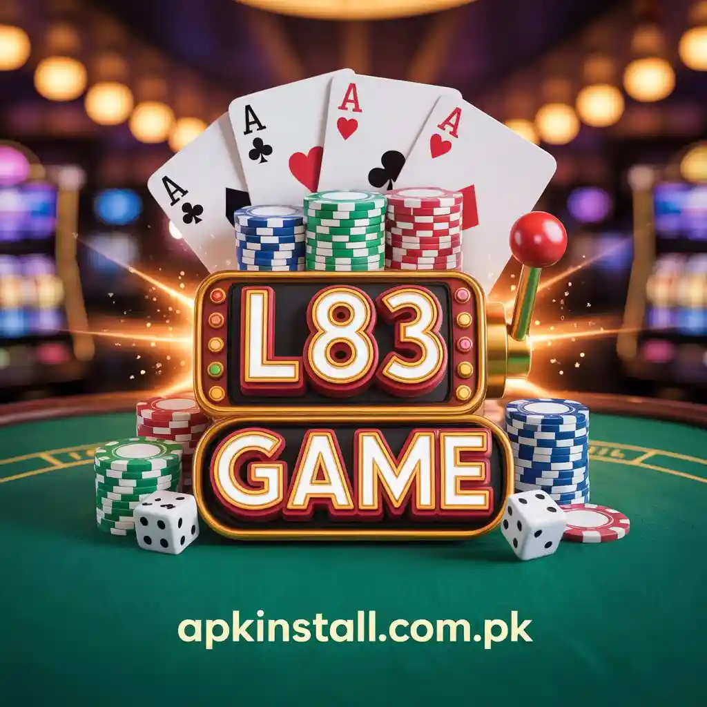 L83 Game image with playing cards, chips, dice and slot machine style design