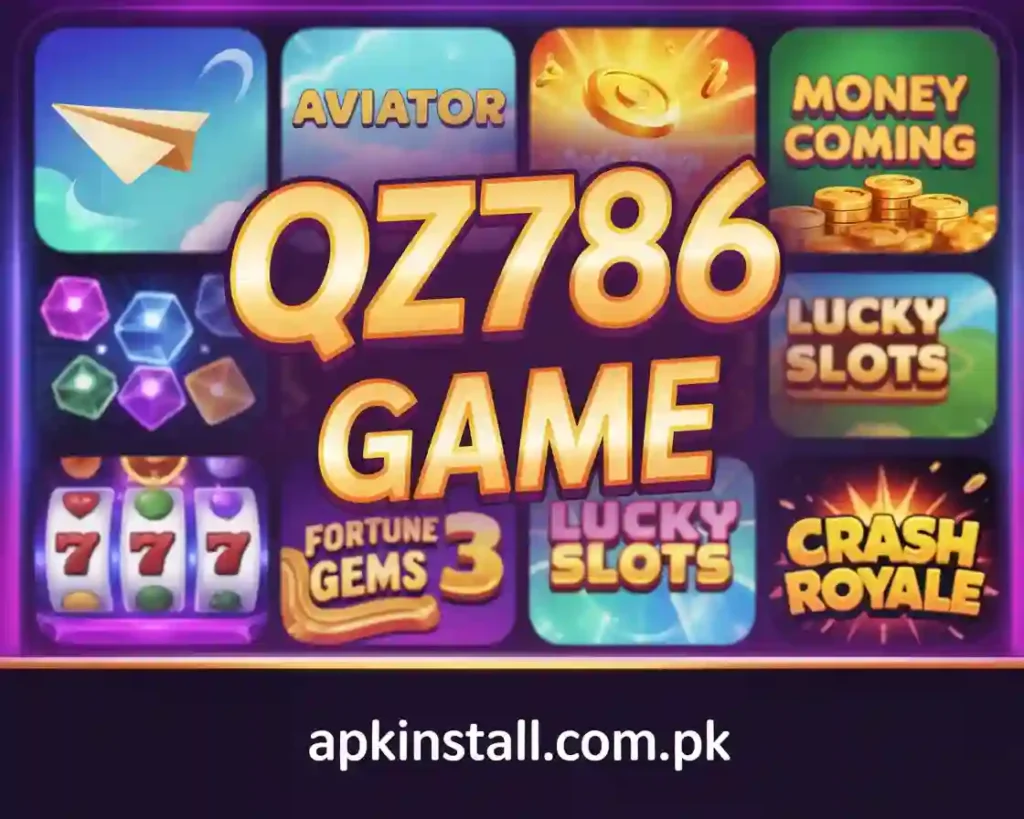 QZ786 Game banner showing Aviator, Money Coming, Fortune Gems 3, Lucky Slots and Crash Royale games