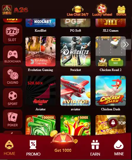 Multiple Gaming Options in A26 Game App