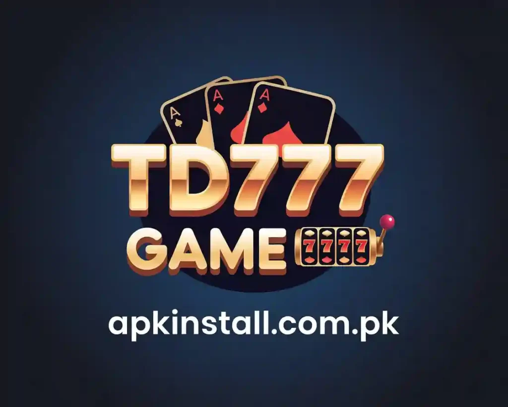 TD777 Game official logo with playing cards and slot machine on apkinstall.com.pk Pakistan