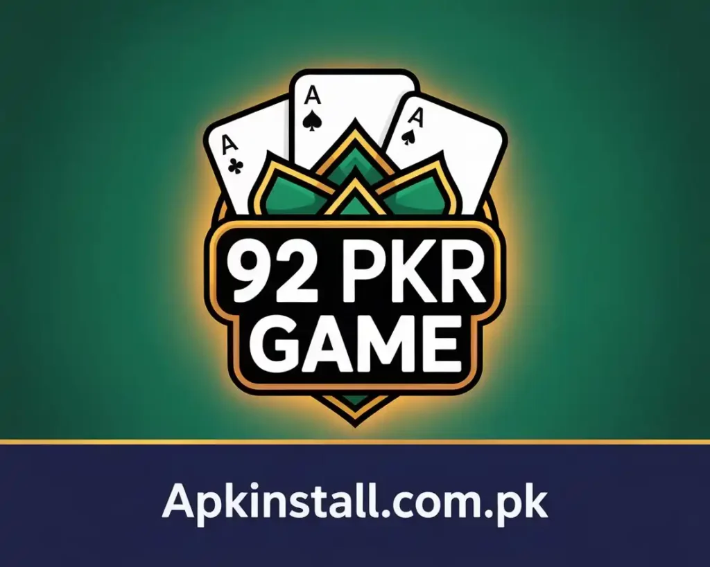 92 PKR GAME logo with playing cards – online earning game login and APK download in Pakistan