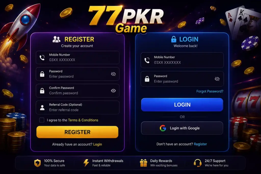 77pkr game login and register image