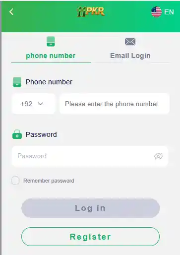 11PKR APK login and registration interface for mobile earning app users in Pakistan.
