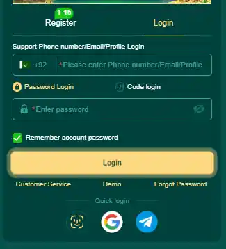Lucky 777 login and register image