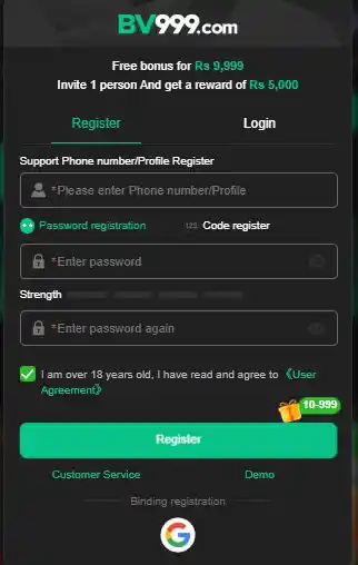 bv999 login and registration process