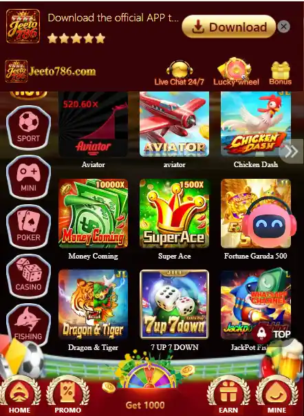 Jeeto786 popular apk games like Avaitor, money coming, fortune jems and more