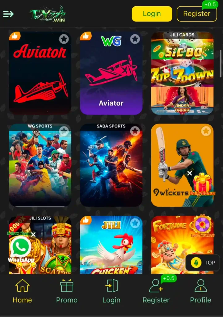 ty777 game apk download main manu image for android 2026